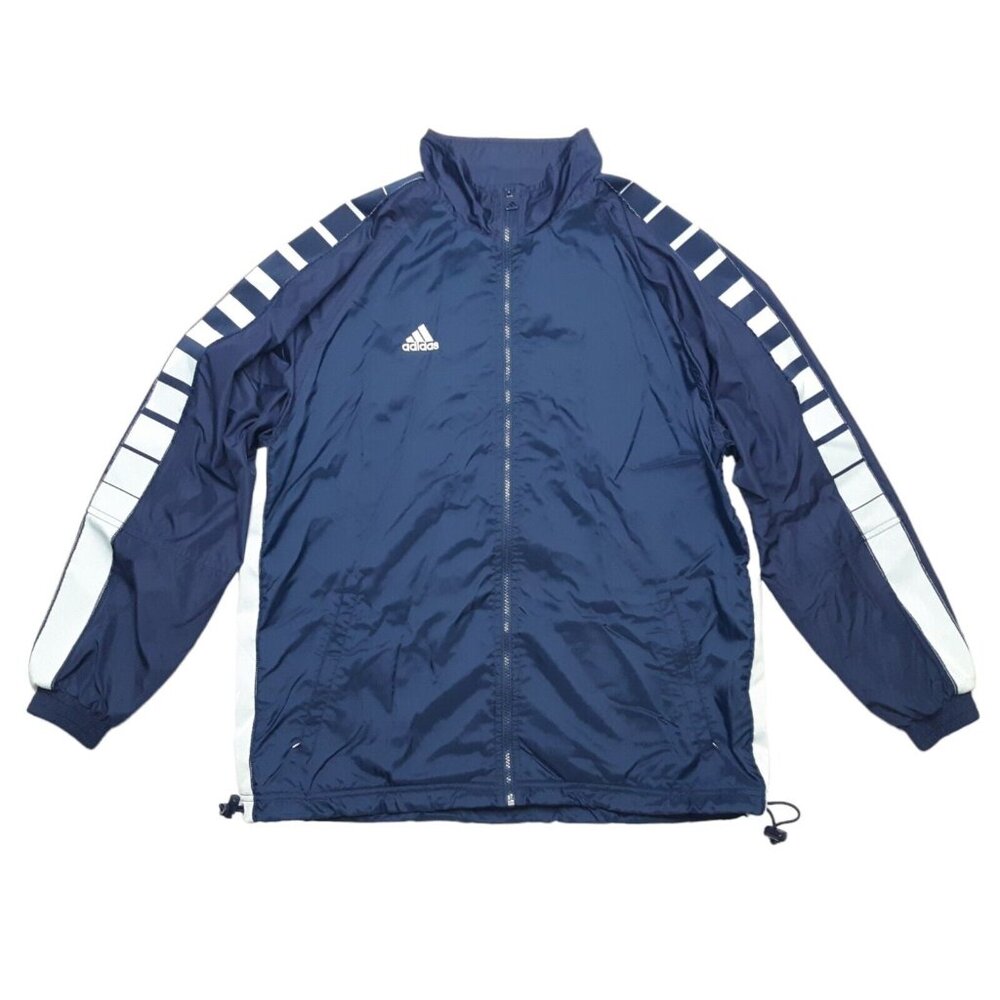 Adidas Jacket Mens Small Blue Windbreaker Reflective Zip Up Mesh Lined Running‎